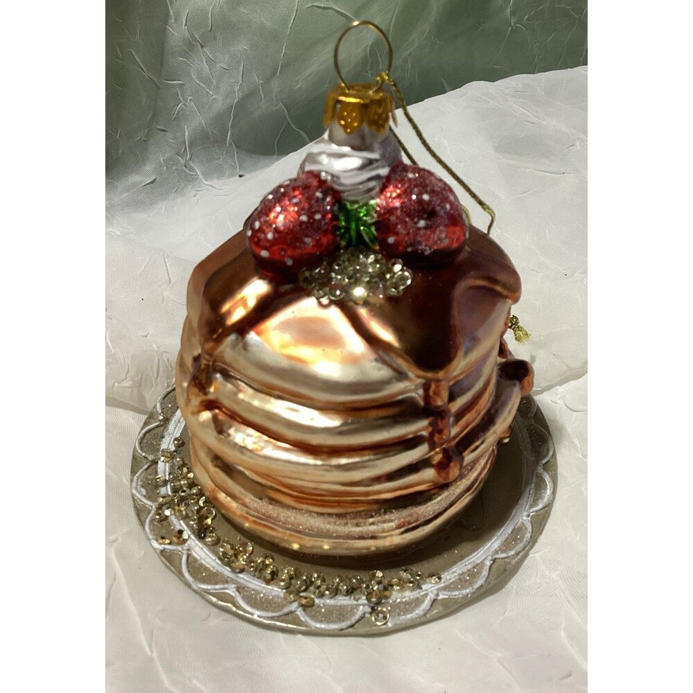 Glass Pancake Stack By Robert Stanley Christmas Ornament Strawberries Syrup